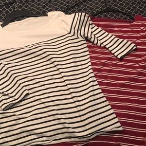 Set of 2 boat-neck 3/4 length shirts